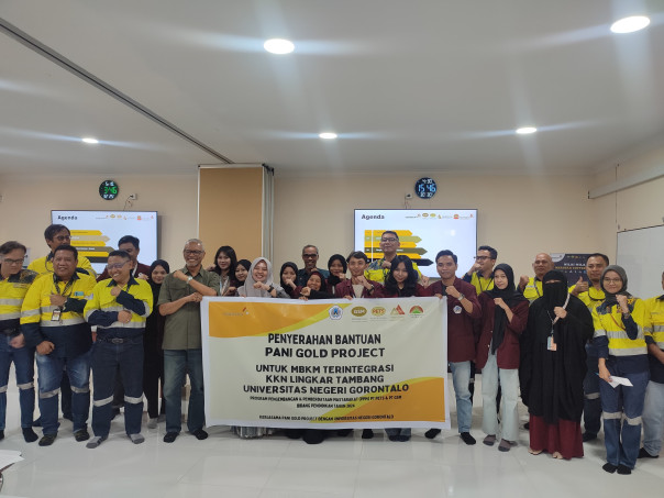 Foto bersama Pihak Perusahaan Pani Gold Project bersama Mahasiswa UNG. Foto : Tagpohuwato